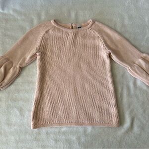 Janie and Jack Pink / Blush Knit Long Sleeve Lower Puff Sweater Girls size 5T